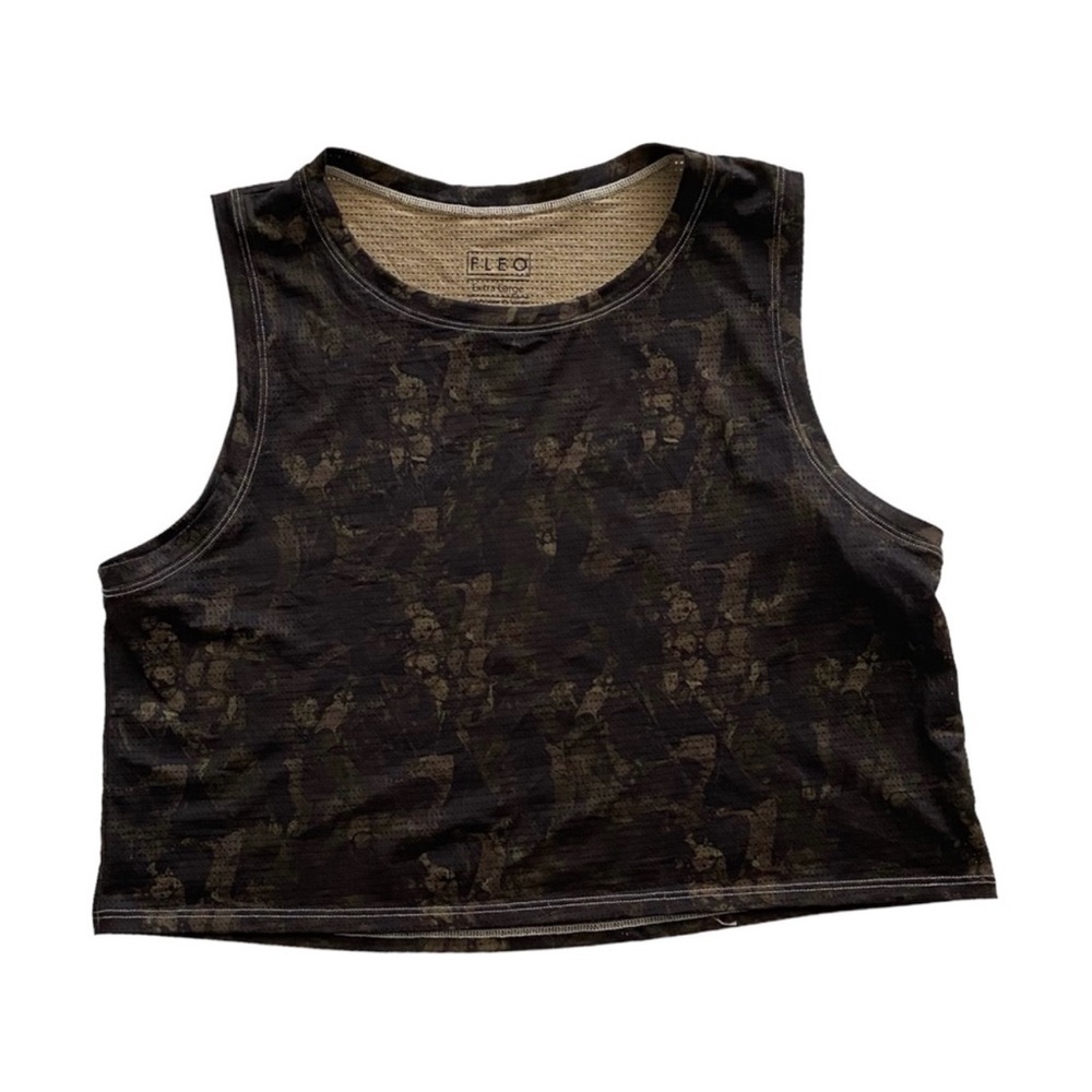 FLEO Dylan Muscle Crop Tank Top Marble Camo Green Size Extra Large